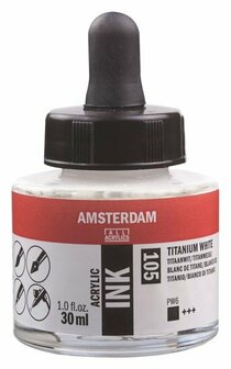Amsterdam Acrylic Ink - 105 Titaanwit - Acrylinkt - Acrylverf Ink - Vloeiende Pigmentinkt - Watervaste Inkt - Voor Airbrush, Illustraties &amp; Aquarel