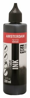 Amsterdam Acrylic Ink - 735 Oxydzwart - Acrylinkt - Pigmentinkt - Sneldrogende inkt - Waterbasis inkt - Airbrush inkt - Verf voor textiel - Verf voor glas - 100 ml