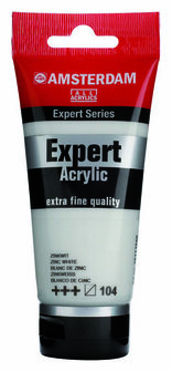 Amsterdam Expert Acrylverf - Witte Acrylverf - #104 Zinkwit - Acrylic Paint - Acrylaatverf - Acrylic paint - Hobbyverf - Kunstschildersverf - Pigmentrijke Sneldrogende Verf- Hobbyverf Wit - 75ml