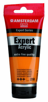Amsterdam Expert Acrylverf - Oranje Acrylverf - #218 Transparant Oranje - Acrylic Paint - Acrylaatverf - Acrylic Paint - Hobbyverf - Kunstschildersverf - Hobbyverf Oranje - 75ml