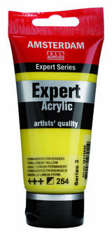 Amsterdam Expert Acrylverf - Gele Acrylverf - #254 Permanent Citroengeel - Acrylic Paint - Acrylaatverf - Acrylic Paint - Hobbyverf - Kunstschildersverf - Hobbyverf Geel - 75ml