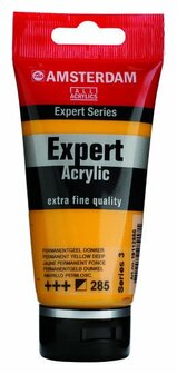 Amsterdam Expert Acrylverf - Gele Acrylverf - #285 Permanent Geel Donker - Acrylic Paint - Acrylaatverf - Acrylic Paint - Hobbyverf - Kunstschildersverf - Hobbyverf Geel - 75ml