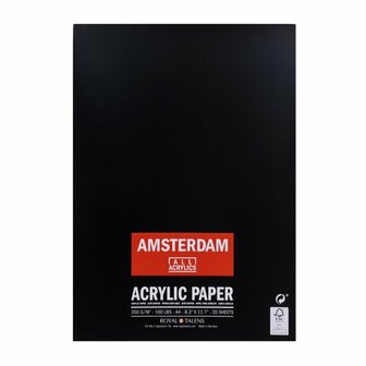 Amsterdam Acrylverfblok A4 - Acrylpapier - Stevig Schilderpapier - Acrylverf Blok - Mixed Media Papier - Voor Acryl, Gouache &amp; Olieverf - 20 Vel