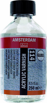 Amsterdam Acrylvernis - Gloss 114 - Acrylvernis - Hoogglans lak - Beschermlaag - UV-bestendig - Transparante lak - Acrylverf afwerking - Lak voor canvas - Acrylverf kopen - Kunstschildersverf - 250 ml