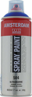 Amsterdam Spraypaint - 504 Ultramarijn - Acrylverf - Sprayverf - Sneldrogende Verf - Kunstschildersverf - Verf voor Canvas - Verf voor Glas - 400 ml