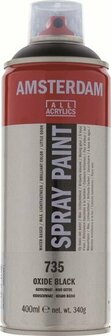 Amsterdam Spraypaint - 735 Oxydzwart - Spuitverf - Acryl spuitverf - Kunstschildersverf - Sneldrogende verf - Waterbasis verf - Verf voor textiel - Verf voor hout - 400 ml