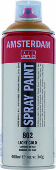 Amsterdam Spraypaint - 802 Lichtgoud - Spuitverf - Acryl spuitverf - Metallic verf - Sneldrogende verf - Hobbyverf - DIY schilderen - Verf voor glas - 400 ml