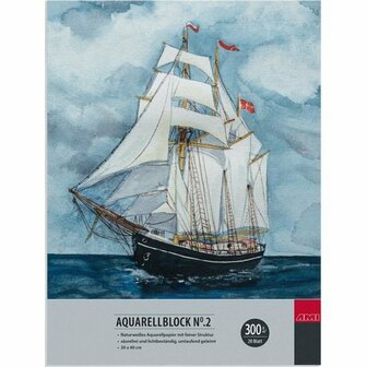 Aquarelblok AMI - Aquarelpapier - Waterverfpapier - Aquarelblok - Watercolor Paper - Gladde Structuur -Brushlettering Papier - Fijne Korrel - Zuurvrij - 300 g/m&sup2; - 30x40 cm - 20 Vellen