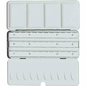 AMI Aquarelverf Pocketbox - Lege Pocketbox Voor Aquarel - Aquarelverf Doosje Leeg - Metaal Aquarelbox - Aquarelverf Paletdoos - Mengpalet Met Ring - Aquarelverf Opbergdoos - Pocketbox Voor 36 Napjes