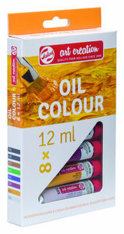 Art Creation Olieverf - Olieverf Set 8 x 12 ml - Compacte Olieverf Set - Rijke Pigmenten - Geschikt voor Portretten, Landschappen &amp; Abstract