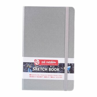 Schetsboek - Shiny Silver - 13x21 cm - Gebroken Wit Papier - 140 grams - Art creation - 80 vellen