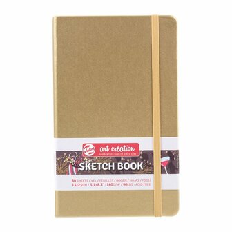 Schetsboek - Gebroken Wit Papier - White Gold Harde Kaft - 13x21 cm - 140 grams - Art creation - 80 vellen