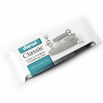 Boetseerklei - Modellering Klei - Kneedbare Klei - Sculptuurklei - Luchtdrogende Klei - Zelfhardende Klei - Darwi Classic - Wit - 1kg