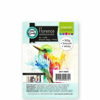 Aquarelpapier - Intense White - A6 - 300 grams - Gladde Structuur - Smooth - Florence - 100 vellen