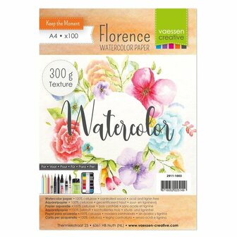 Aquarelpapier - Off White - A4 - 300 grams - Lichte Structuur - Texture - Florence - 100 vellen