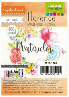 Aquarelpapier - Off White - A6 - 300 grams - Lichte Structuur - Texture - Florence - 100 vellen