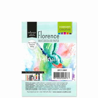 Aquarelpapier - Waterverfpapier - Aquarelblok - Watercolor Paper - Intens White - Lichte Structuur - Oppervlaktestructuur - Geschikt voor Penselen en Spatels - A6 - 300 grams - 100 vellen