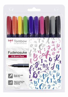 Fudenosuke brush pen hard - set 10 stuks