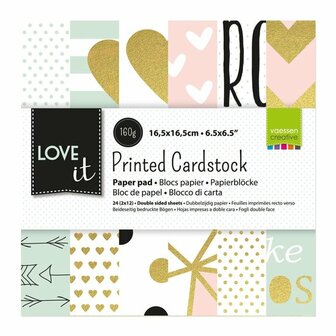 Papierblok - Print - Dubbelzijdig - 6,5x6,5inch - Love It - 12 stuks