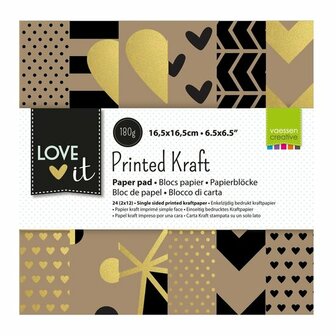 Kraftpapier - Print - Enkelzijdig - 6,5x6,5inch - Love It - 12 stuks