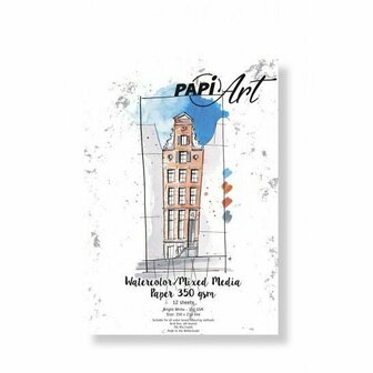 PapiArt Watercolor Papier - Mixed Media - Zwart Aquarelpapier - Zuurvrij - 270 g/m&sup2; - 15x21 cm - Waterverfpapier - Metallic Aquarel - Zwart Kunstpapier - A5 - 12 Vellen
