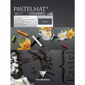 Pastelmat - Papier voor pastelkrijt - blok no.6 - antraciet - Clairefontaine - 18 x 24 cm