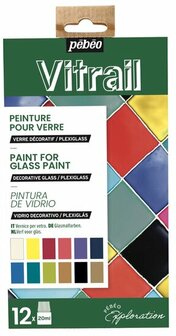 Pebeo vitrail transparant - set 12 x 20 ml