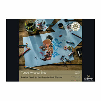 Mystical Blue Tekenpapier 180 Grams - A3 Tekenpapier - Hobbykarton - Stevig Papier - A3 Papier 180 grams - Knutselpapier Knutselkarton - Blauw - 29,7x42 cm - Rembrandt