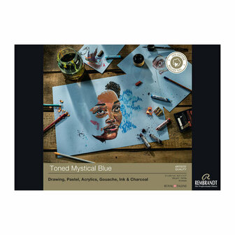 Rembrandt Karton Blauw - Karton 180 Grams Mystical Blue - Hobbykarton - Stevig Papier Pastel, Acrylverf, Goache, Inkt, Houtskool, Potlood - 21x29,7 cm - 50 Vellen
