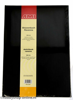 Schetsboek - Tekenboek - Harde kaft - Met Elastiek - Zwart - A4 - 100gr - 80blz - Ravenna - AMI
