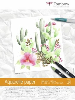 Amsterdam Aquarelpapier - Wit - Gladde Structuur - Wateropname en Pigmentbehoud - Tombow - 24x32cm - 300 grams