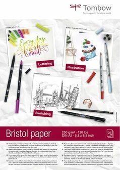 Tekenpapier Bristol Glad - Wit - A4 - 250 gram - Tombow - 25 vellen