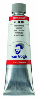 Van Gogh Acrylverf Wit - Acrylpaint - 105 Titaanwit - Acrylic Verf Paint - Acrylaatverf - Witte Hobbyverf - Watergedragen Verf - Sneldrogende Pigmentrijke Verf - 150ml