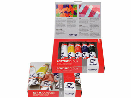 Van Gogh Acrylverf Set - Acrylpaint - Acrylic Verf Paint - Kunstschildersverf - Hobbyverf - Watergedragen Verf - Sneldrogende Verf - Pigmentrijke Verf - Kunstenaarsverf - Verschillende Kleuren - 5 x 4