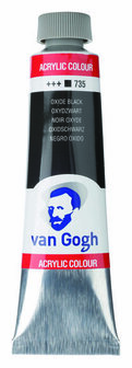Van Gogh Acrylverf Zwart - Acrylpaint - 735 Oxydzwart - Acrylic Verf Paint - Acrylaatverf - Zwarte Hobbyverf - Watergedragen Verf - Sneldrogende Pigmentrijke Verf - 150ml