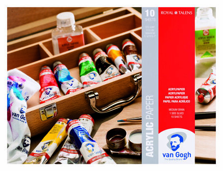 Van Gogh Acrylverfblok  - Acrylpapier - Schilderpapier - Mixed Media Papier - Acrylverf Blok - 370 g/m2 - 1-zijdig verlijmd - Medium Korrel - 30 x 40cm - 10 Vellen