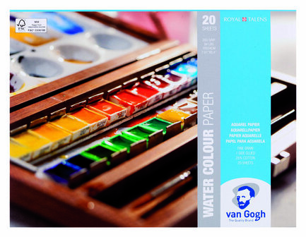 Aquarelpapier - Waterverfpapier - Aquarelblok - Watercolor Paper - Fijne Korrel - Van Gogh - Professioneel Aquarelpapier - Hoge Opname - Structuur voor Diepte - 18x24 cm - 300 grams - 12 vellen