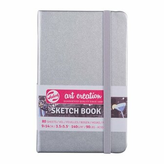 Schetsboek - Shiny Silver - 9x14 cm - Gebroken Wit Papier - 140 grams - Art creation - 80 vellen