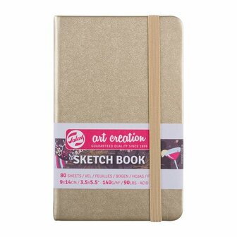 Schetsboek - Gebroken Wit Papier - White Gold Harde Kaft - 9x14 cm - 140 grams - Art creation - 80 vellen
