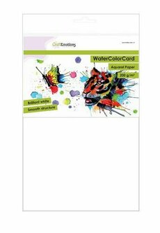 Aquarelpapier - Briljant Wit - Gladde Structuur - A4 - 200 grams - CraftEmotions - 10 vellen