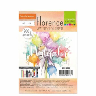 Amsterdam Aquarelpapier - Off White - Gladde Structuur - Pigmentabsorptie en Kleuropname - Smooth Florence - A5 - 200 grams - 24 vellen