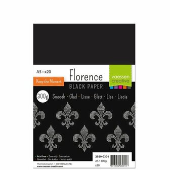 Karton - Cardstock - Gladde Afwerking - A5 - black - Zwart - 300 grams - Florence - 20 vellen