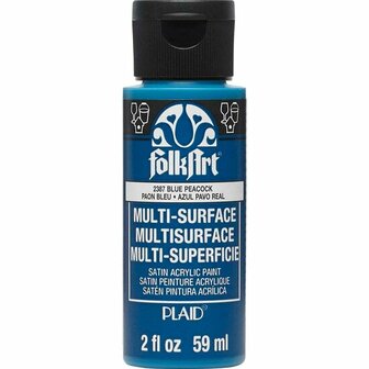Acrylverf Multi Surface - Universele Acrylverf - Blauwe Hobbyverf - Sneldrogende Dekkende Verf - Glasverf - Houtverf - Keramiekverf - Plasticverf - Buitenverf - #2387 Blue Peacock - 59 ml - FolkArt