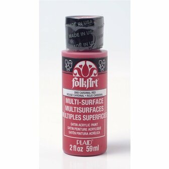 Acrylverf Multi Surface - Universele Acrylverf - Rode Hobbyverf - Sneldrogende Dekkende Verf - Glasverf - Houtverf - Keramiekverf - Plasticverf - Buitenverf - #2900 Cardinal Red - 59 ml - FolkArt