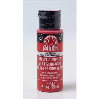 Acrylverf Multi Surface - Universele Acrylverf - Rode Hobbyverf - Sneldrogende Dekkende Verf - Glasverf - Houtverf - Keramiekverf - Plasticverf - Buitenverf - #2901 Apple Red - 59 ml - FolkArt
