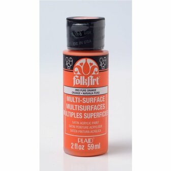 Acrylverf Multi Surface - Universele Acrylverf - Oranje Hobbyverf - Sneldrogende Dekkende Verf - Glasverf - Houtverf - Keramiekverf - Plasticverf - Buitenverf - #2903 Pure Orange - 59 ml - FolkArt