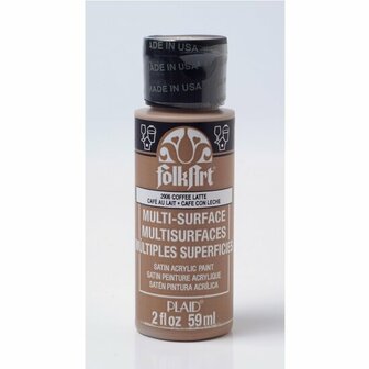 Acrylverf Multi Surface - Universele Acrylverf - Bruine Hobbyverf - Sneldrogende Dekkende Verf - Glasverf - Houtverf - Keramiekverf - Plasticverf - Buitenverf - #2906 Coffee Latte - 59 ml - FolkArt