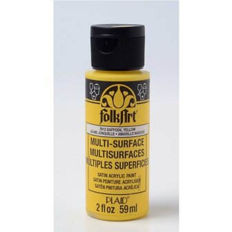 Acrylverf Multi Surface - Universele Acrylverf - Gele Hobbyverf - Sneldrogende Dekkende Verf - Glasverf - Houtverf - Keramiekverf - Plasticverf - Buitenverf - #2912 Daffodil Yellow - 59 ml - FolkArt