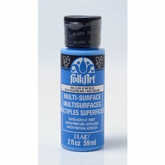Acrylverf Multi Surface - Universele Acrylverf - Blauwe Hobbyverf - Sneldrogende Dekkende Verf - Glasverf - Houtverf - Keramiekverf - Plasticverf - Buitenverf - #2924 Look At Me Blue - 59 ml - FolkArt