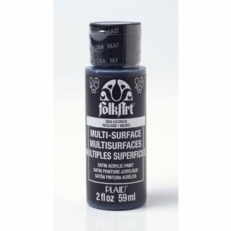 Acrylverf Multi Surface - Universele Acrylverf - Zwarte Hobbyverf - Sneldrogende Dekkende Verf - Glasverf - Houtverf - Keramiekverf - Plasticverf - Buitenverf - #2934 Licorice - 59 ml - FolkArt